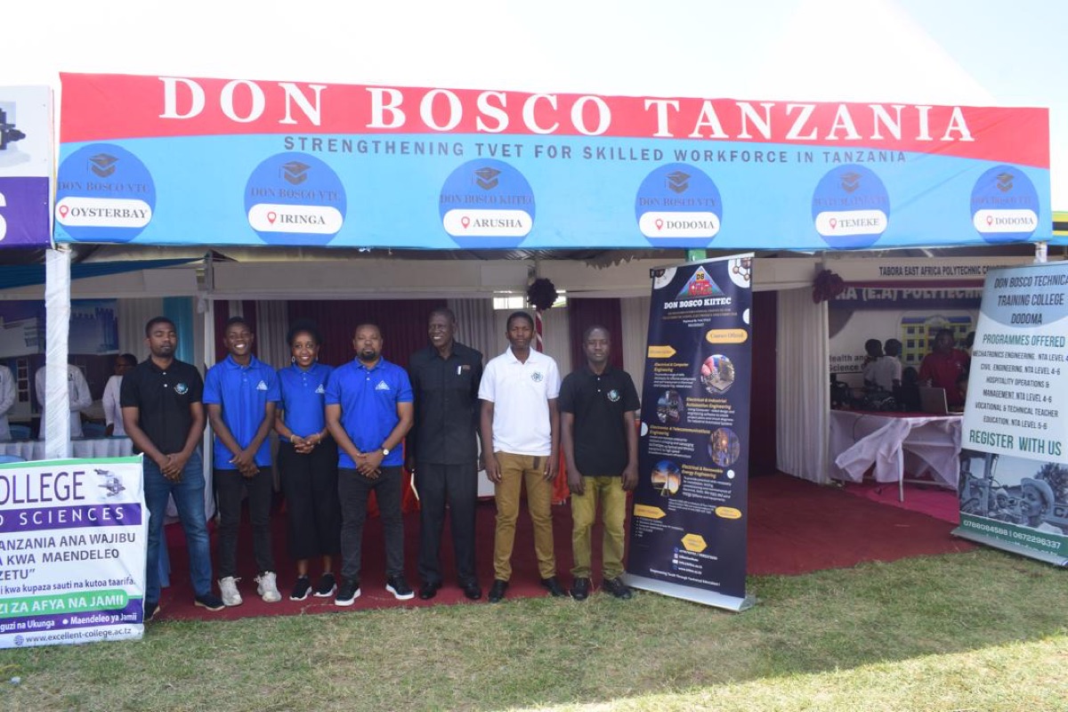 At an exhibition stand