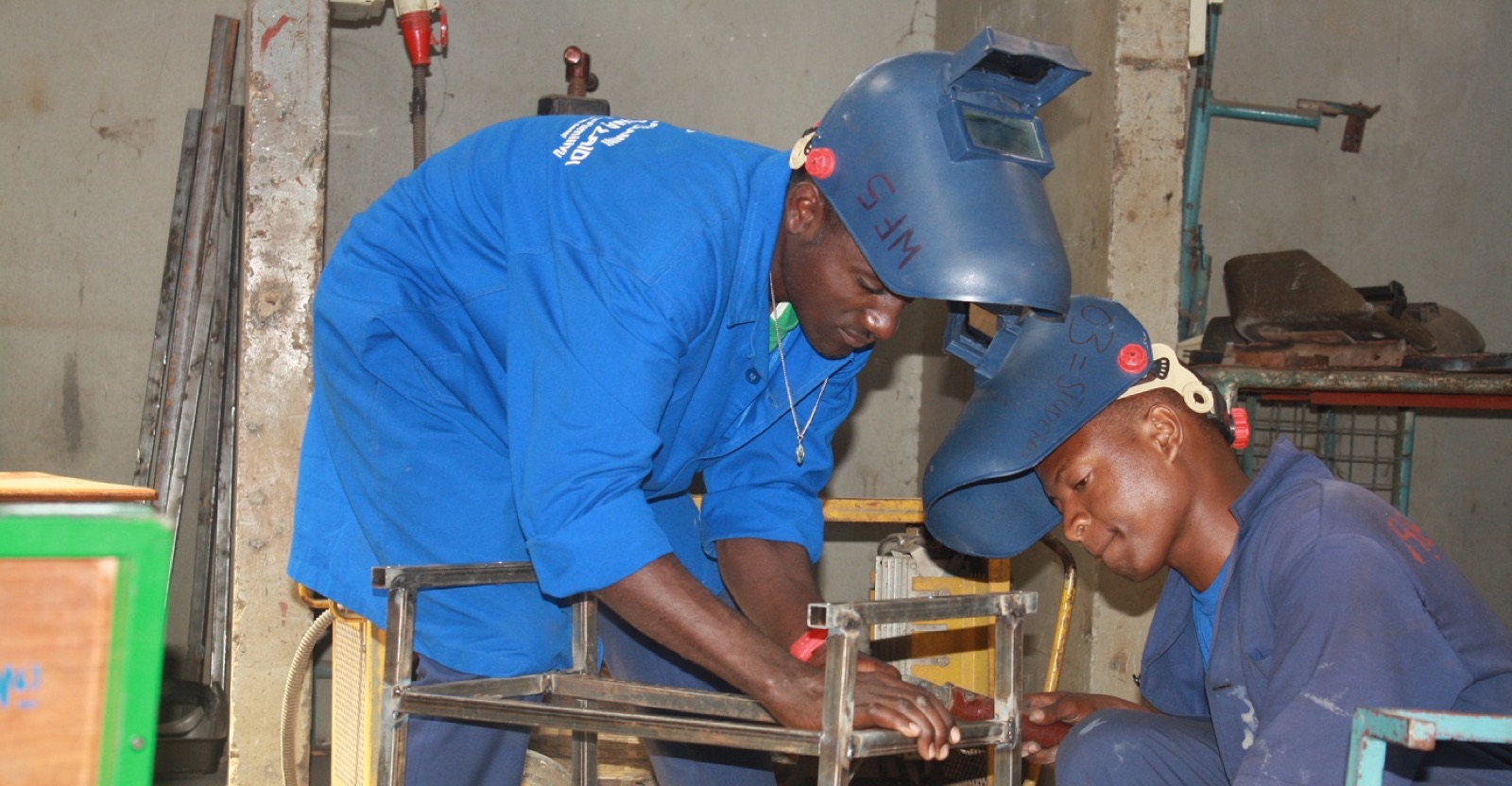 Welding practical in the engineering workshop